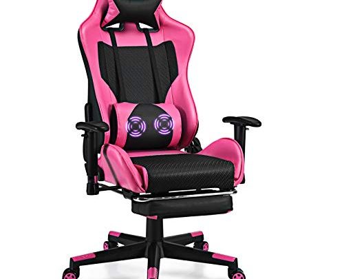 Giantex Massage Gaming Chair, Ergonomic Video Game Chair with Footrest, High Back E-Sport Computer Chair with Headrest & Massager Lumbar…