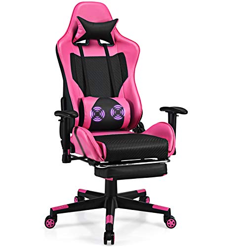 Giantex Massage Gaming Chair, Ergonomic Video Game Chair with Footrest, High Back E-Sport Computer Chair with Headrest & Massager Lumbar…