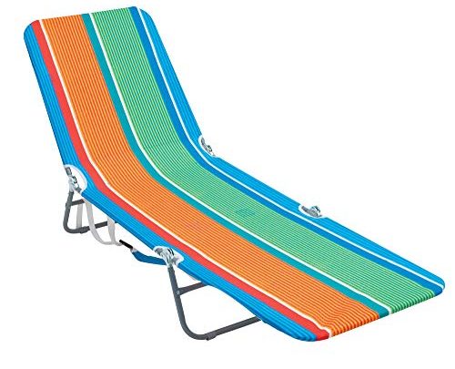 RIO beach Portable Folding Backpack Lay Flat Beach Lounge Chair with Backpack Straps and Storage Pouch, Orange and Green, 72″”…