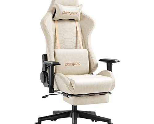 Darkecho Gaming Chair Office Chair with Footrest Massage Vintage Leather Ergonomic Computer Chair Racing Desk Chair Reclining Adjustable High Back…