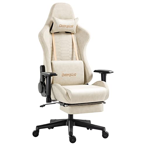 Darkecho Gaming Chair Office Chair with Footrest Massage Vintage Leather Ergonomic Computer Chair Racing Desk Chair Reclining Adjustable High Back…
