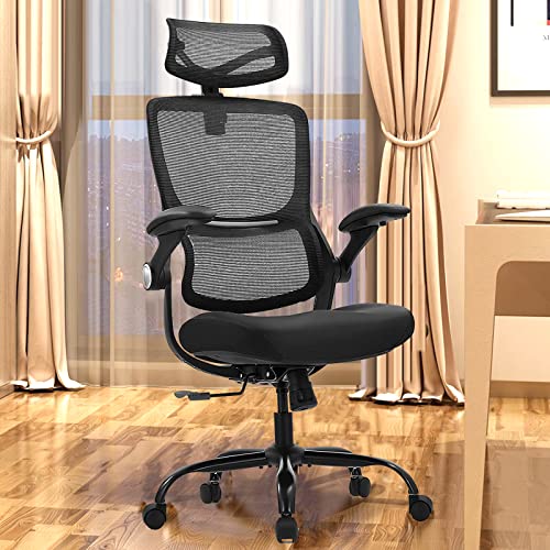 Ergonomic Mesh Office Chairs, High Back Desk Chair, 5-Year Warranty Executive Chair with Flip-up Armrest, 3D Lumbar Support Computer Chair,…