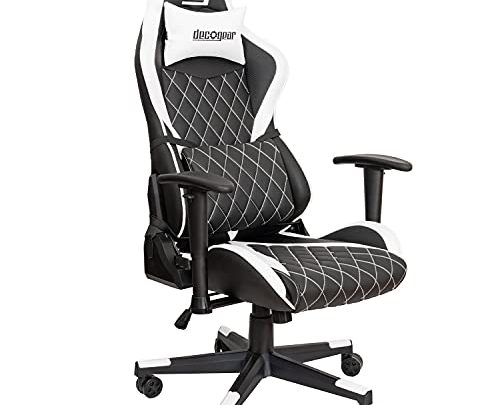 Deco Gear Diamond Quilted Ergonomic Gaming Chair with Adjustable Head and Lumbar Support, Seat and Armrest Adjustment, 360-Degree Seat Rotation,…