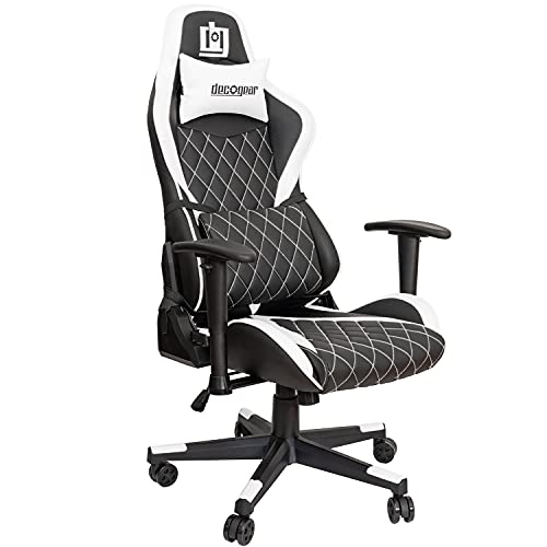 Deco Gear Diamond Quilted Ergonomic Gaming Chair with Adjustable Head and Lumbar Support, Seat and Armrest Adjustment, 360-Degree Seat Rotation,…
