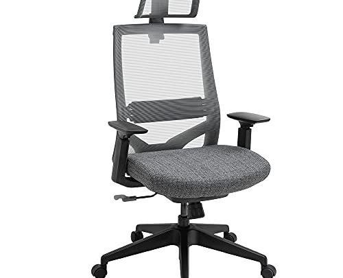 Vinsetto Mesh Fabric Home Office Task Chair with High Back, Adjustable Seat, Recline, Headrest and Lumbar Support, Grey
