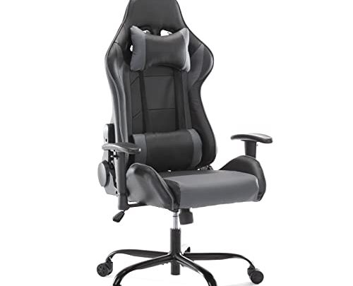 Gaming Chair Ergonomic Office Chair PU Leather Computer Chair High Back Desk Chair Adjustable Swivel Task Chair with Headrest/Lumbar Support/Adjustable…