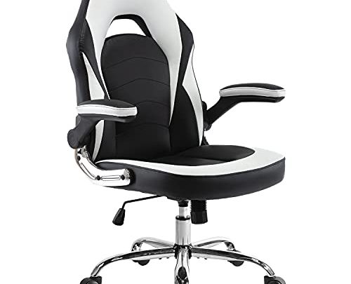 Office Chair, Gaming Chair Ergonomic Desk Chair Computer Chair PU Leather Executive Swivel Chair with Flip-up Armrests and Lumbar Support…