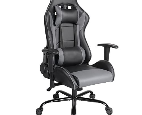 Gaming Chair, High Back Video Racing Chair, Ergonomic Computer Office Chair Leather Rocking Chair(Black, Modern)