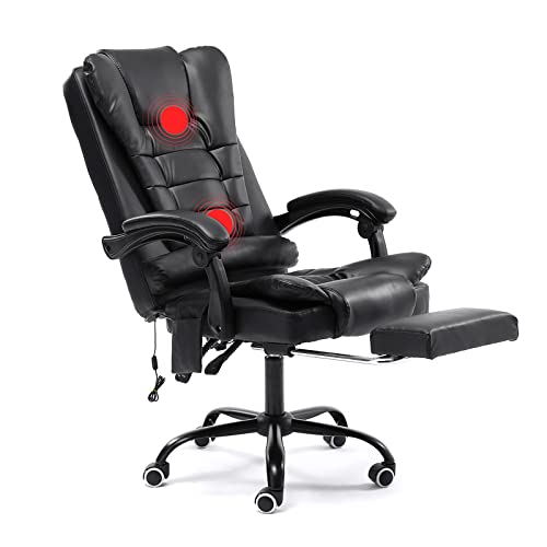 VANSPACE Ergonomic Massage Office Chair with Footrest Executive Reclining Office Chair Soft Leather Computer Gaming Chair with Lumbar Support Padded…
