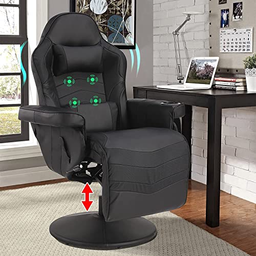 LVUYOYO Massage Video Gaming Recliner Chair – Ergonomic Computer Desk Chair – High Back PU Leather Office Chair – Adjustable…