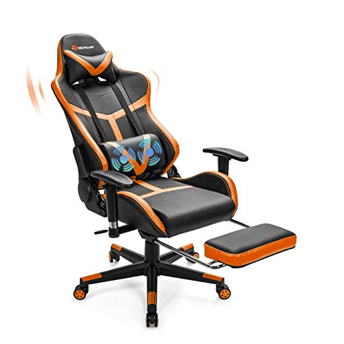 Goplus Gaming Chair, Massage Office Chair Computer Gaming Racing Chair, High Back PU Leather Adjustable Ergonomic Reclining PC Game Chair,…