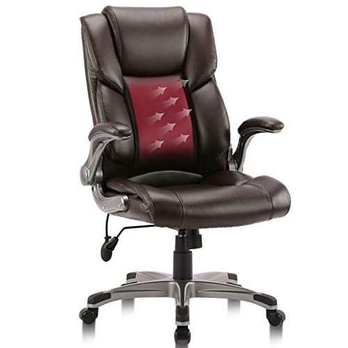 Office Chair, Executive Chair Ergonomic Computer Chair PU Leather High Back Desk Chair, Adjustable Swivel Comfortable Rolling Chair with Flip-up…