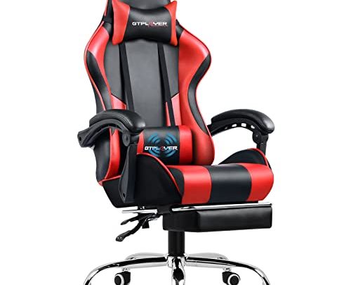 GTPLAYER Gaming Chair, Computer Chair with Footrest and Lumbar Support, Height Adjustable Gaming Chair with 360°-Swivel Seat and Headrest for…