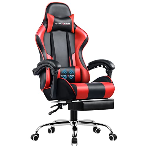 GTPLAYER Gaming Chair, Computer Chair with Footrest and Lumbar Support, Height Adjustable Gaming Chair with 360°-Swivel Seat and Headrest for…