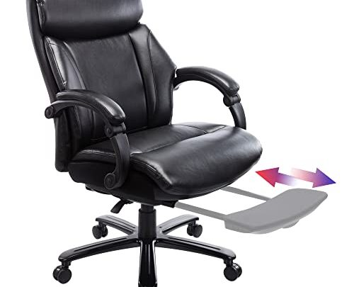 Executive Office Chair with Footrest, Computer High Back Adjustable Ergonomic Desk Chair PU Leather Swivel Task Chair, Thick Padded, Home…