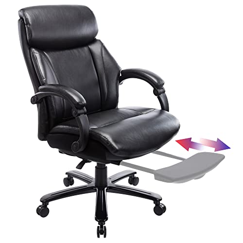 Executive Office Chair with Footrest, Computer High Back Adjustable Ergonomic Desk Chair PU Leather Swivel Task Chair, Thick Padded, Home…