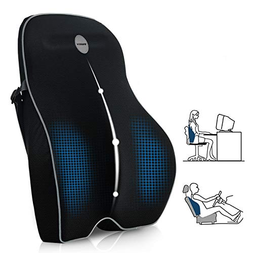 Villsure Lumbar Support Pillow, Memory Foam Back Cushion Pillow for Office Chair,Computer/Car Seat and Wheelchair with Breathable 3D Mesh ,Ergonomic…