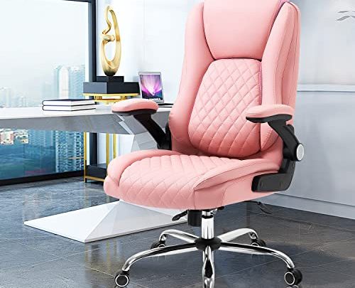 YAMASORO Executive Office Chairs Comfortable Ergonomic Desk Chair with Flip-up Armrests – Adjustable Headrest, Tilt and Lumbar Support – Black…