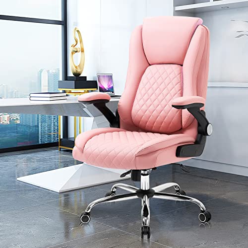 YAMASORO Executive Office Chairs Comfortable Ergonomic Desk Chair with Flip-up Armrests – Adjustable Headrest, Tilt and Lumbar Support – Black…
