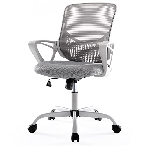 Office Chair Ergonomic Computer Desk Chair Mesh Mid-Back Height Adjustable Swivel Chair with Armrest for Home Study Meeting