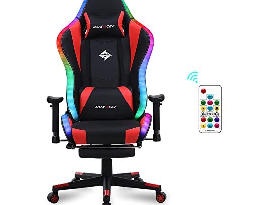 DOXACEF RGB Gaming Chair with Massage and Footrest Large Ergonomic Computer Desk Chair Video Gaming Chair with LED Light Effect…