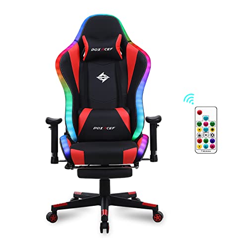 DOXACEF RGB Gaming Chair with Massage and Footrest Large Ergonomic Computer Desk Chair Video Gaming Chair with LED Light Effect…