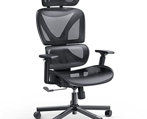 NOBLEWELL Ergonomic Office Chair, High Back Office Chair, Mesh Computer Chair with Lumbar Support, 3D Armrest, Double Backrest and Adjustable…