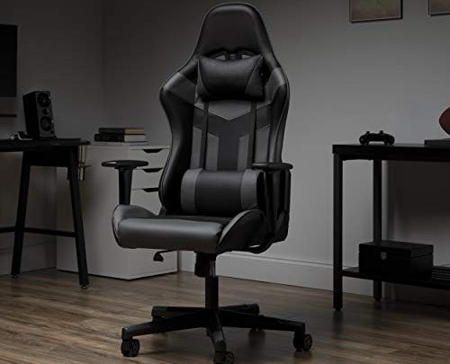 OFM ESS Collection High Back PU Leather Gaming Chair, Grey
