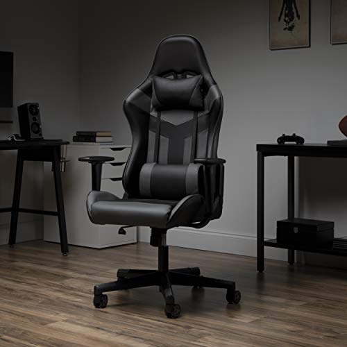 OFM ESS Collection High Back PU Leather Gaming Chair, Grey
