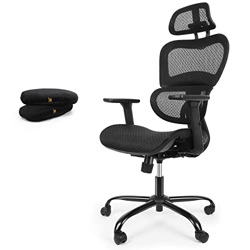 ErgoRo Ergonomic Office Chair-360°Swivel Desk Chair with 3D Adjustable Armrest & Memory Foam Armrest Pads, 3D Lumbar Support, Executive Office…