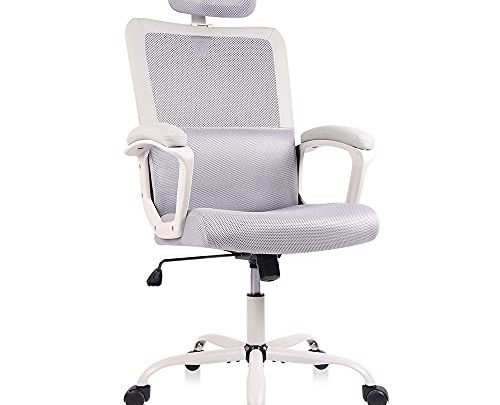 Office Chair, Ergonomic Mesh Computer Desk Chair, High Back Swivel Task Executive Chair Padding Armrests with Adjustable Rotatable Headrest Lumbar…