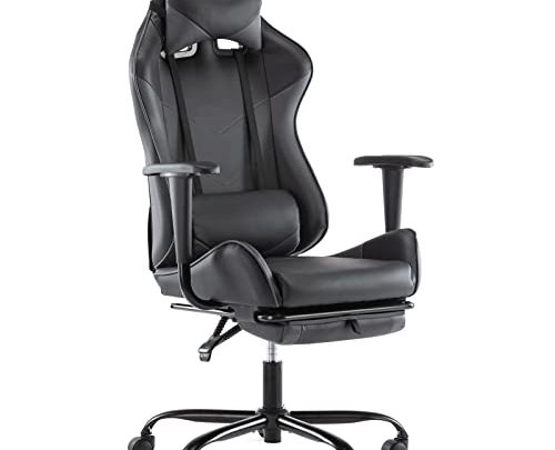 Office Gaming Chair – Ergonomic Computer Desk Chairs with Footrest, Executive Swivel Chair, PU Leather, Thick Padding