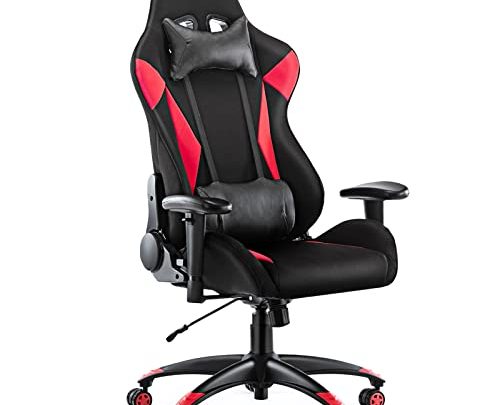 Gaming Chair – Elastic Cloth Fabric Ergonomic Racing Style Game Office Computer Desk Chairs, Adjustable Arm Swivel Task Chair with…