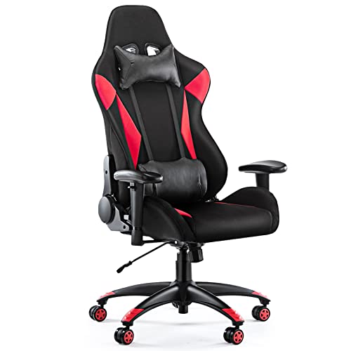 Gaming Chair – Elastic Cloth Fabric Ergonomic Racing Style Game Office Computer Desk Chairs, Adjustable Arm Swivel Task Chair with…