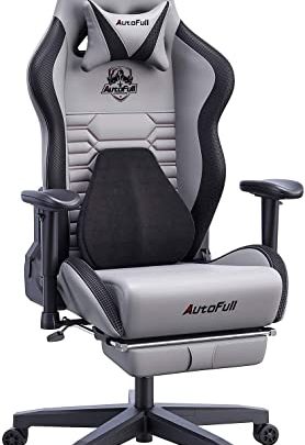 AutoFull Gaming Office Desk Ergonomic Lumbar Support, Racing Style PU Leather PC High Back Adjustable Swivel Task Chair with Footrest,…