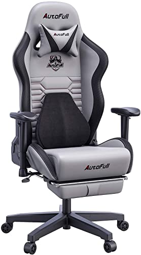 AutoFull Gaming Office Desk Ergonomic Lumbar Support, Racing Style PU Leather PC High Back Adjustable Swivel Task Chair with Footrest,…