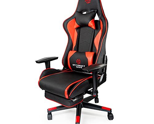 OnTarget Gaming Gaming Chair with Footrest High Back Gaming Chair with Footrest Ontarget GC100 Video Game Chair PC Racing Style…