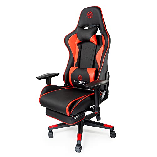 OnTarget Gaming Gaming Chair with Footrest High Back Gaming Chair with Footrest Ontarget GC100 Video Game Chair PC Racing Style…