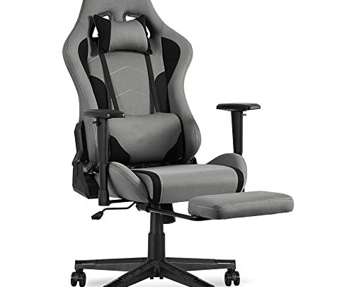 Okeysen Gaming Chair With Footrest – Ergonomic Fabric Video Game Chairs For Kids Adults, Racing Style High-Back Gamer Computer Chair…