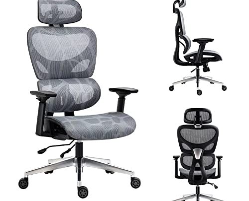 Ergonomic Office Chair, Home Desk Chair, Comfy Breathable Mesh Task Chair, High Back Thick Cushion Computer Chair with Headrest and…
