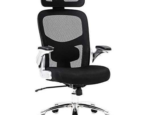 Big and Tall Office Chair 500lbs Wide Seat Executive Desk Chair with Lumbar Support Flip UP Arms Headrest High Back…