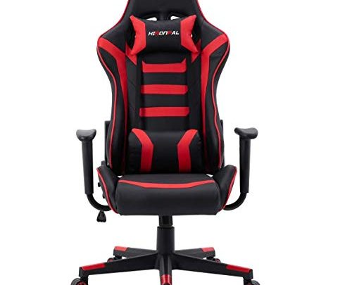 Red Gaming Racing Chair Ergonomic Reclining PU Leather Computer Chairs for Adults Teens with 3D Arms, Headrest and Back Support…