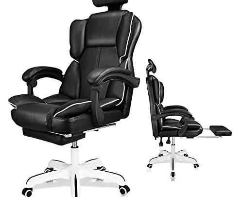 Executive Office Chair High Back Computer Big Tall Office Chair Leather Swivel Task Chair with Footrest, Adjustable Height Reclining Chair…