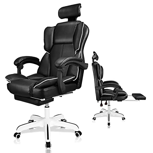 Executive Office Chair High Back Computer Big Tall Office Chair Leather Swivel Task Chair with Footrest, Adjustable Height Reclining Chair…