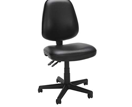 OFM Straton Series Vinyl Swivel Task Chair, Mid Back, Black