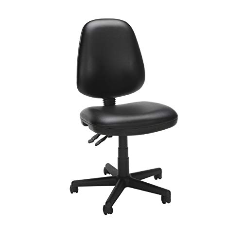 OFM Straton Series Vinyl Swivel Task Chair, Mid Back, Black