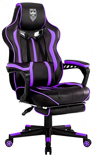 Purple Gaming Chair with Footrest, Reclining Computer Gaming Chair, High Back Gamer Chair with Massage, Ergonomic PC Gaming Chair, Racing…