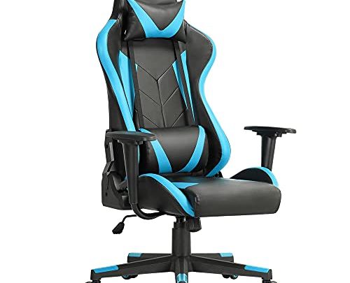 Yaheetech Video Game Chairs High Back Computer Gaming Chair Lumbar Support Chair Racing Style w/Headrest Adjustable Swivel Leather Game Chair