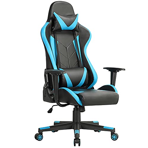 Yaheetech Video Game Chairs High Back Computer Gaming Chair Lumbar Support Chair Racing Style w/Headrest Adjustable Swivel Leather Game Chair
