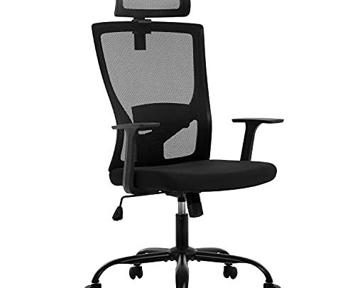 Ergonomic Office Chair Swivel Home Office Desk Chair with Head Pillow Breathable Mesh Backrest Adjustable Seat Height Firm Arm Rests…